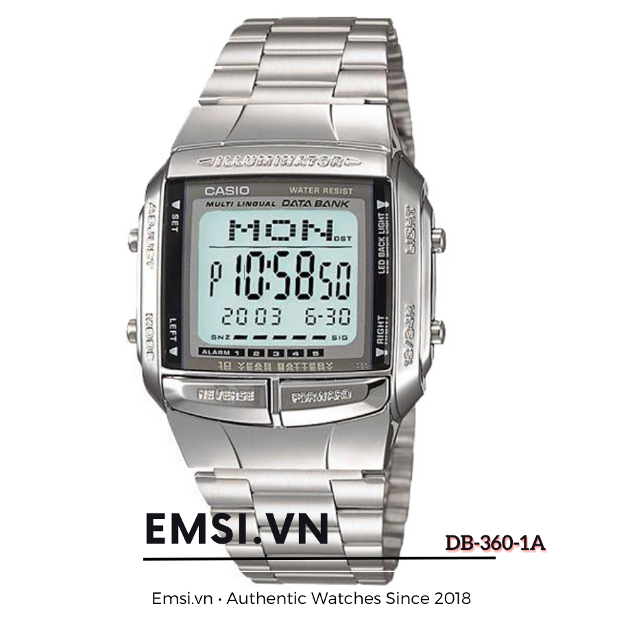 Casio DB-360-1A - Đồng Hồ Unisex - Điện Tử - Size Mặt 37.5mm - Kính Nhựa EMSI.VN