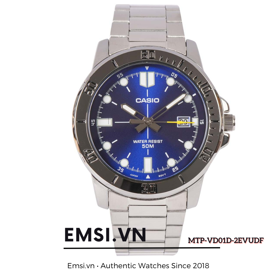 Casio MTP-VD01D-2EVUDF - Đồng Hồ Nam - Pin / Quartz - Kính Khoáng - Size Mặt 45mm - Bảo Hành 5 Năm - Chính Hãng