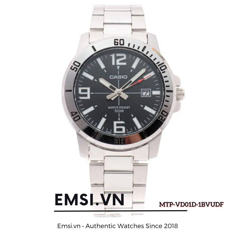 Casio MTP-VD01D-1BVUDF - Đồng Hồ Nam - Pin/Quartz - Size Mặt 45mm - Kính Khoáng - Bảo Hành 5 Năm