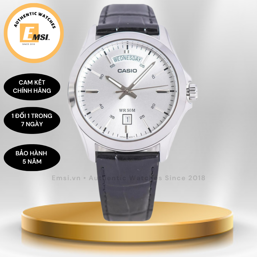 Đồng Hồ Nam Casio Quartz MTP-1370L-7AVDF Dây Da Mặt Trắng