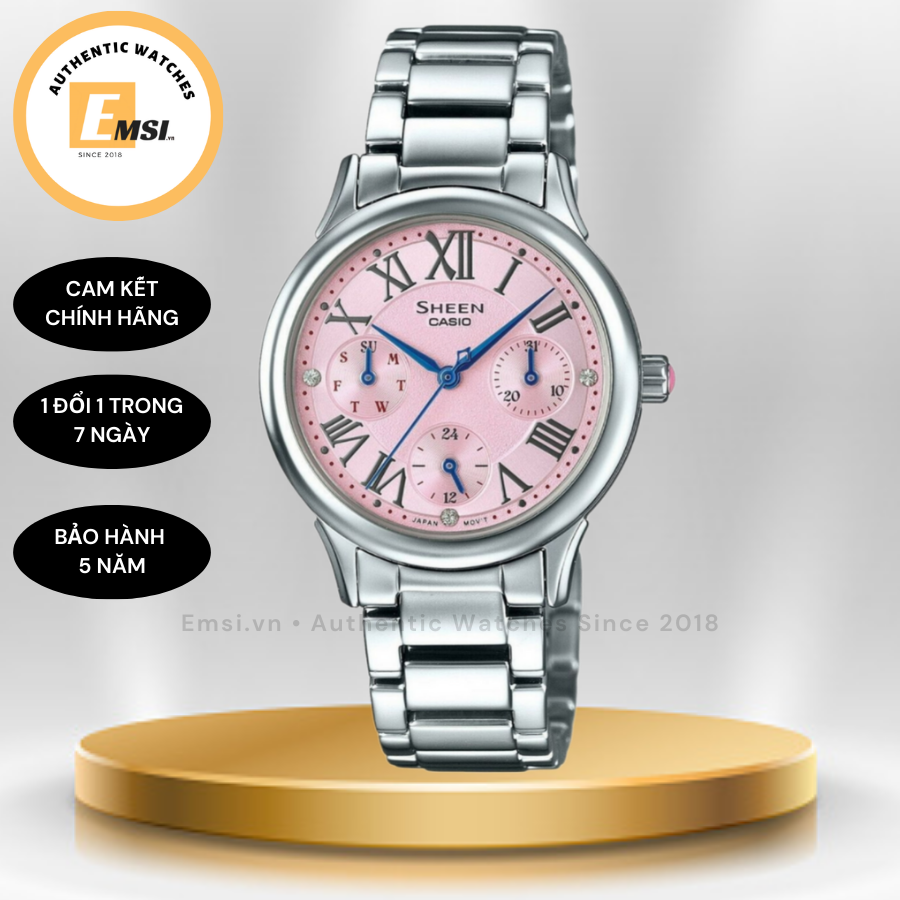 Casio Sheen SHE-3049D-4A - Đồng Hồ Nữ - Pin/Quartz - Kính Khoáng - Size Mặt 30.5mm EMSI.VN