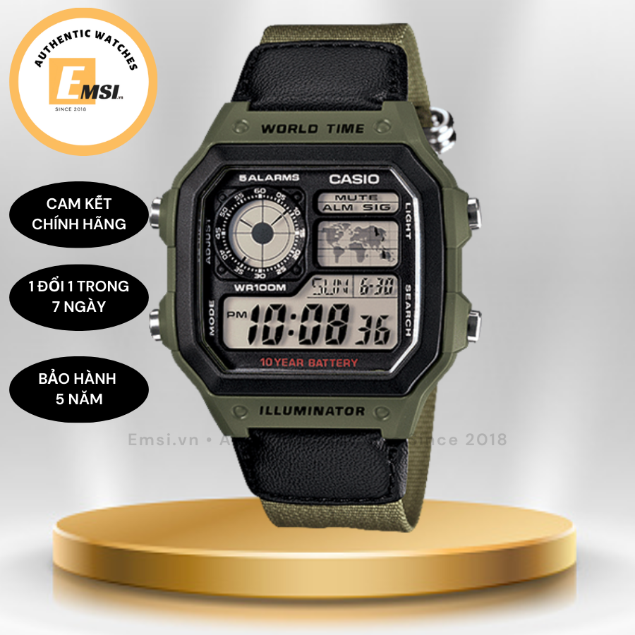CASIO WORLDTIME AE-1200WHB-3B | PIN 10 NĂM | AE-1200WHB-3BVDF
