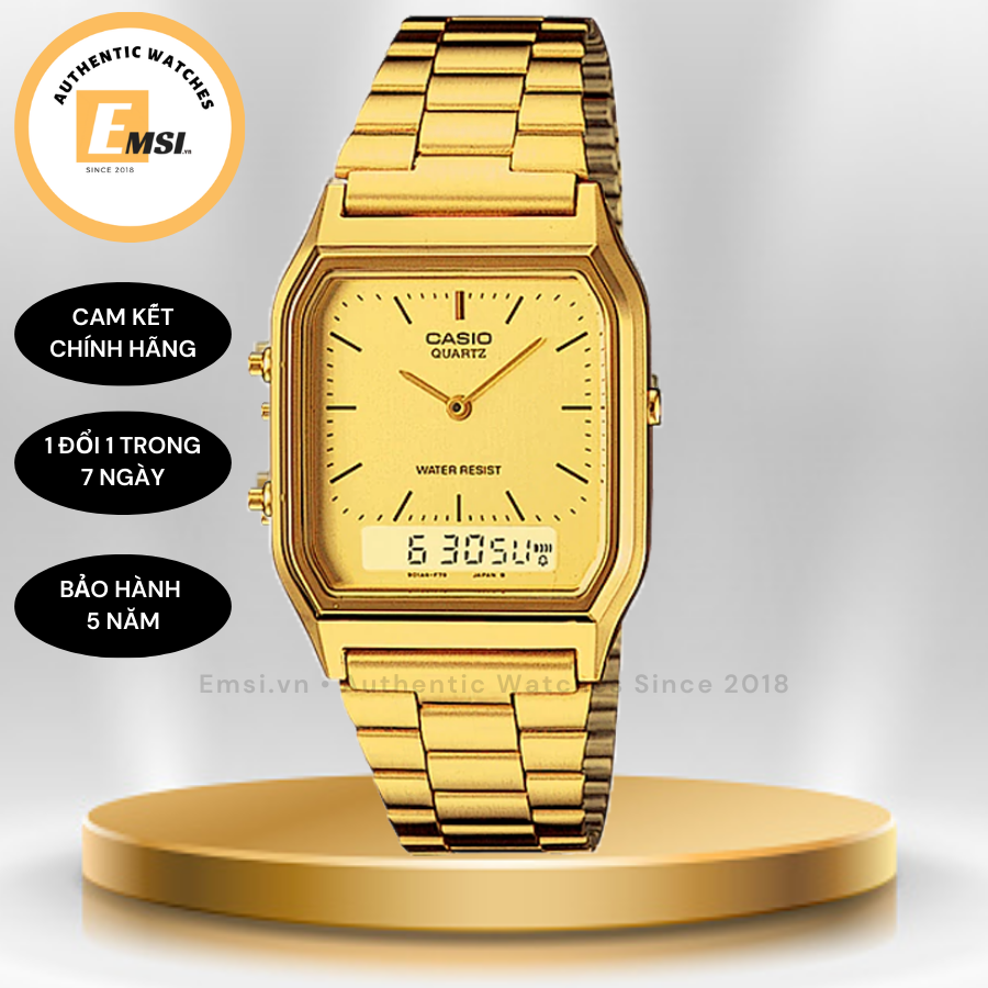 Casio AQ-230GA-9D - Đồng hồ Unisex - Điện Tử - Size mặt 29.8mm - Kính nhựa EMSI.VN