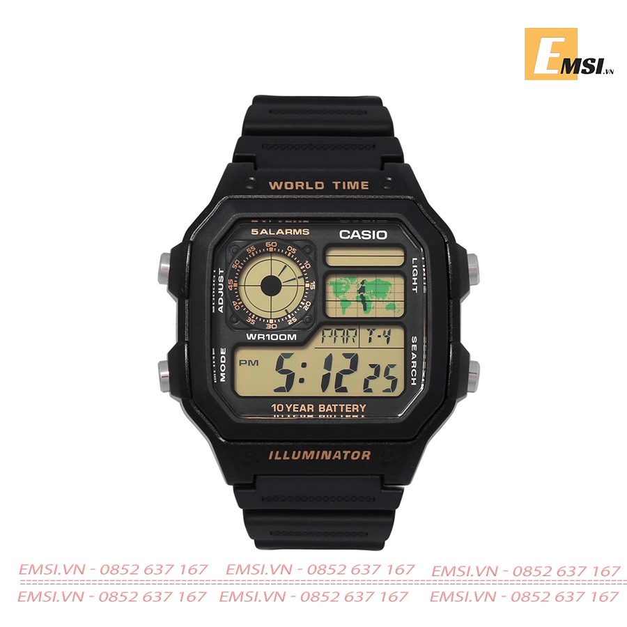 Casio AE-1200WH-1BVDF - Kính nhựa - Đồng hồ nam - Điện tử - Size mặt 42mm - Bảo Hành 5 Năm - Chính Hãng - Emsi.vn