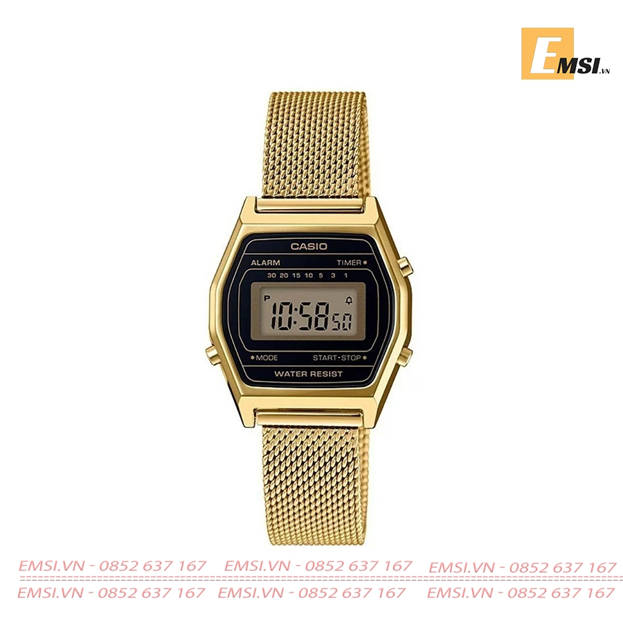 Đồng hồ casio nữ - dây lưới gold LA690WEMY-1DF 28X26MM - Emsi.vn
