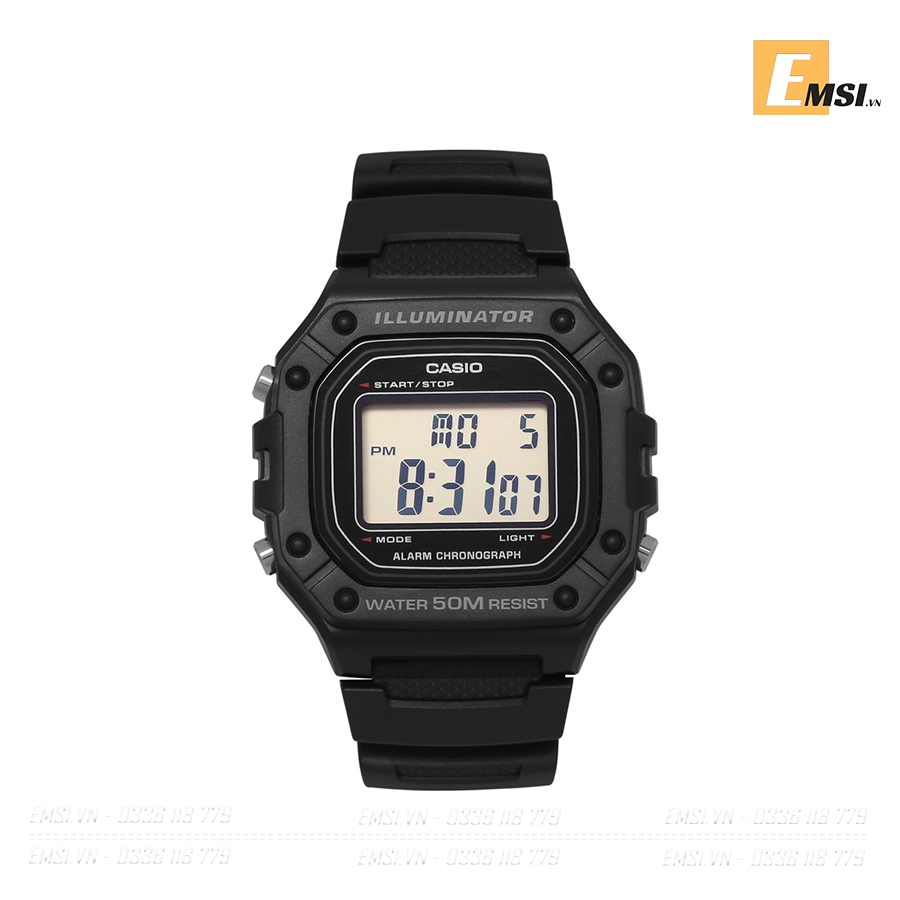 Đồng hồ CASIO 43 mm Nam W-218H-1AVDF - Dây Nhựa Casio Standard - Emsi.vn