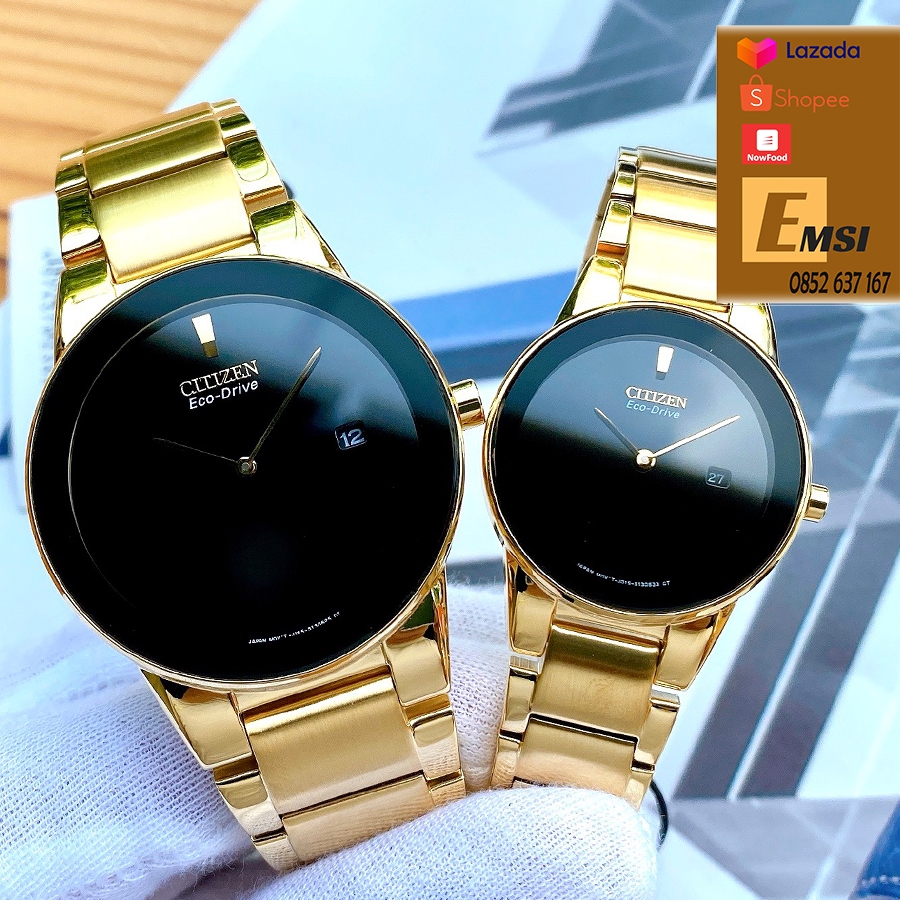 Đồng hồ cặp Citizen Eco Drive Axiom AU1062-56E & GA1052-55E