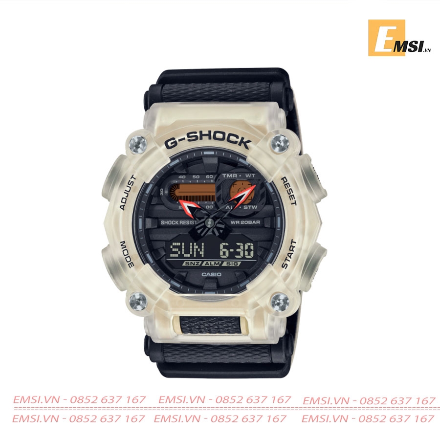 GA-900TS-4 | Đồng Hồ Casio | G-Shock | Nam | Dây Vải | Vỏ Trong Suốt | Chống Nước WR20BAR - Emsi.vn