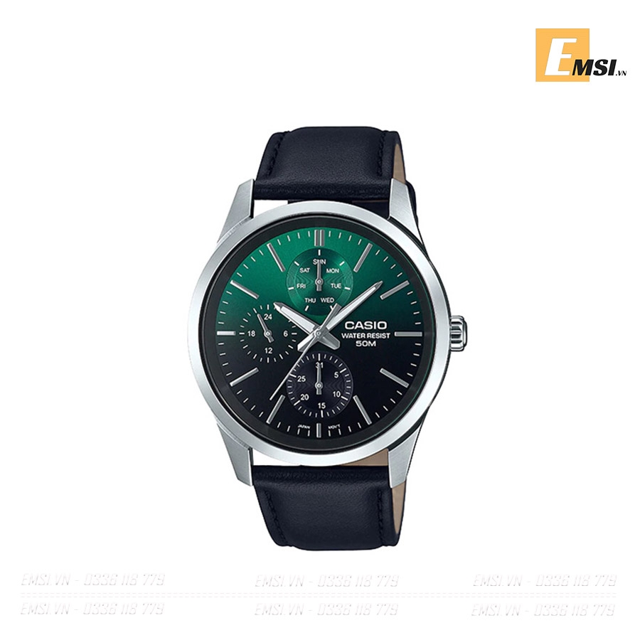 MTP-E330L-3AV | Đồng Hồ Casio Nam | 6 Kim | Dây Da | Chống Nước WR50M
