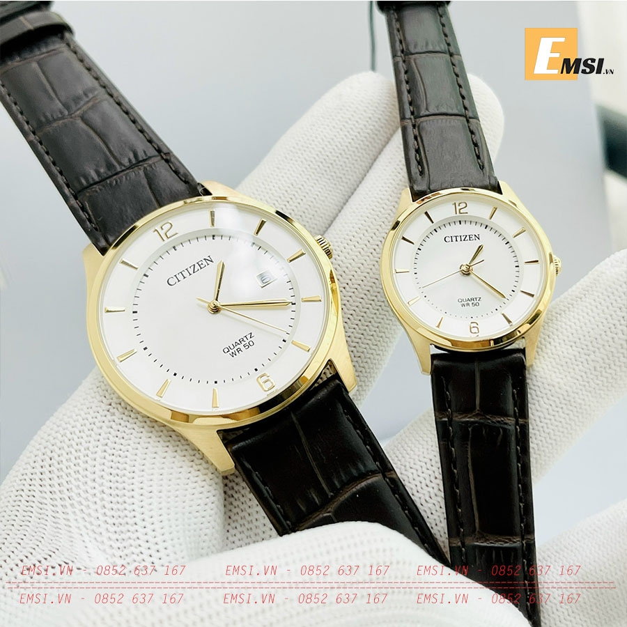 Đồng Hồ Cặp Nam Nữ Citizen BD0043-08B và ER0203-00B Chính Hãng Dây Da Cao Cấp