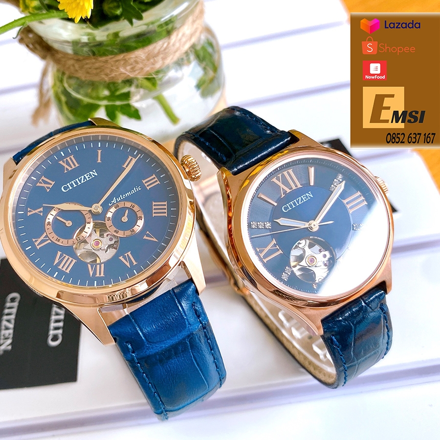 Đồng hồ cặp CITIZEN Máy Cơ NP1023-17L(Nam) – PD7133-11L(Nữ)