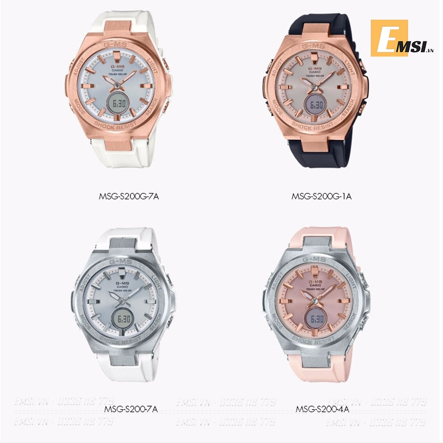 Baby-G MSG-S200G-4A - Đồng Hồ Nữ - Năng Lượng Mặt Trời - Size Mặt 38.5mm - Kính Khoáng - Dây Nhựa - Chống Nước 10ATM - Bảo Hành 5 Năm
