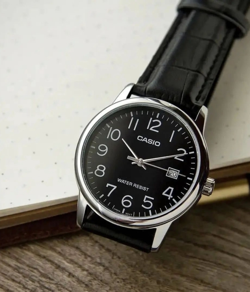 Đồng Hồ Cặp Đôi Casio MTP-V001L-1BUDF và LTP-V001L-1BUDF Dây Da - Mặt Số Màu Đen