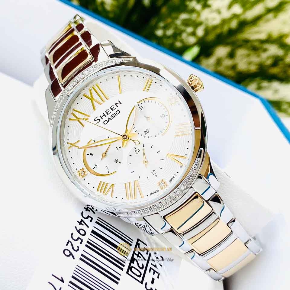 Casio Sheen SHE-3058SG-7A - Kính khoáng - Pin / Quartz - Size mặt 36mm - Đồng hồ nữ - Bảo Hành 5 Năm - Chính Hãng