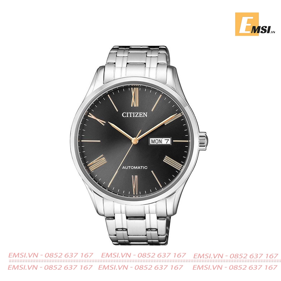 Đồng Hồ Nam Citizen Dây Thép Không Gỉ NH8360-80J - Mặt Đen - Cơ tự động (Automatic) - Emsi.vn