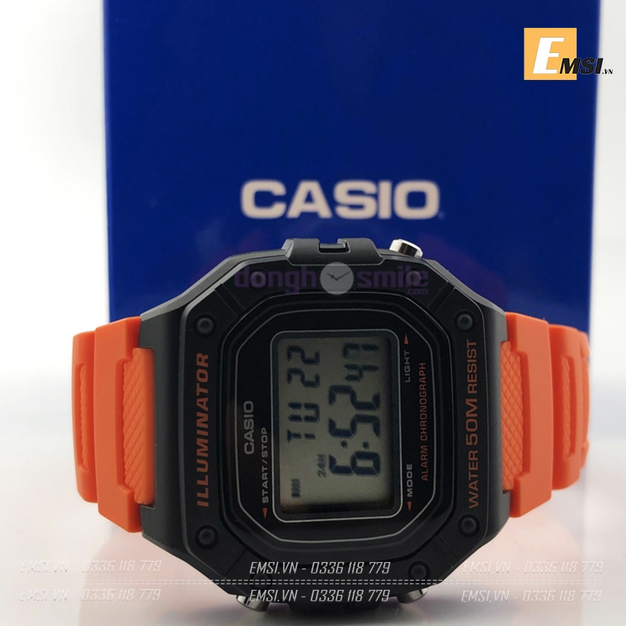Casio W-218H-4B2VDF - Đồng Hồ Nam - Điện Tử - Kính Nhựa - Size Mặt 43mm - Bảo Hành 5 Năm - Chính Hãng