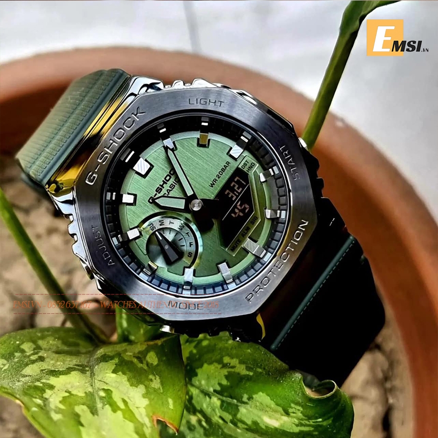 GM-2100B-3A | Đồng Hồ Casio | G-Shock | Nam | Dây Nhựa | Vỏ Thép | WR20BAR - Emsi.vn