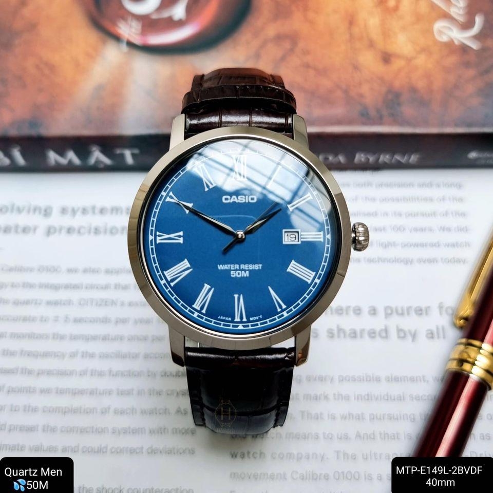 Đồng hồ Casio Nam MTP-E149L-2BVDF - Kích thước vỏ : 47×40×9,5mm - Mặt kính khoáng