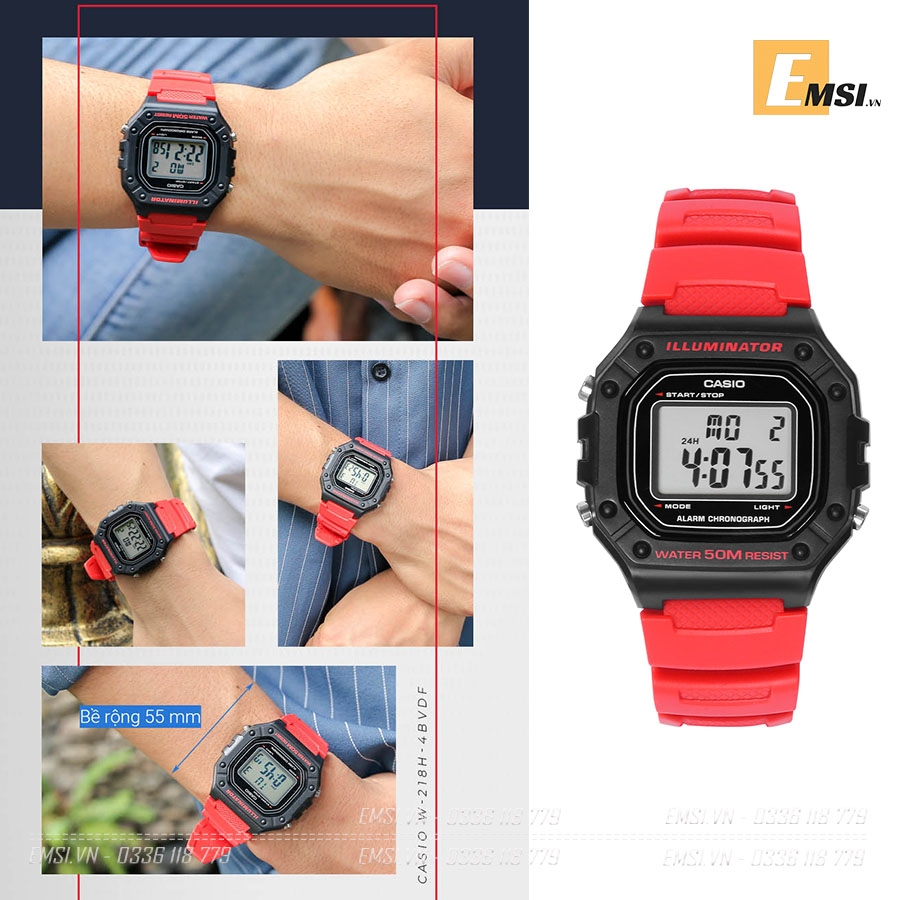 Casio W-218H-4BVDF | W-218H-4B | Đồng hồ nam điện tử - Chính hãng
