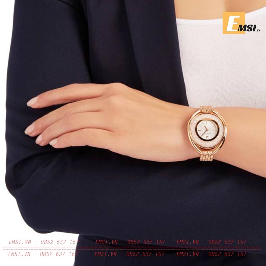 Đồng Hồ Swarovski Crystalline Oval Gold Tone Bracelet Watch 5200339