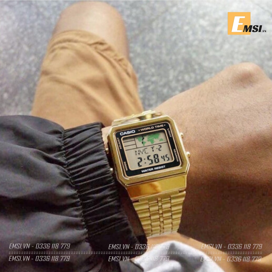 Casio A500WGA-9D - Đồng Hồ Nam - Điện Tử - Dây Kim Loại - Chống Nước 10ATM - Bảo hành 5 năm
