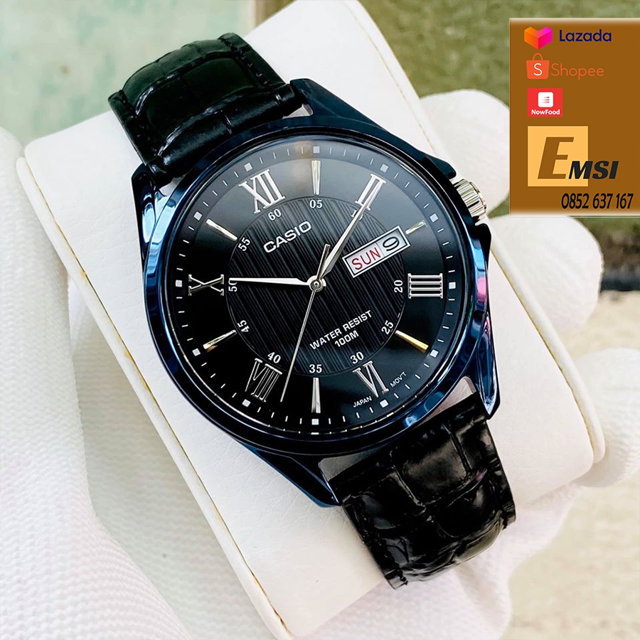 Casio MTP-1384BUL-1A - Đồng Hồ Nam - Kính Khoáng - Dây Da thật - Emsi.vn