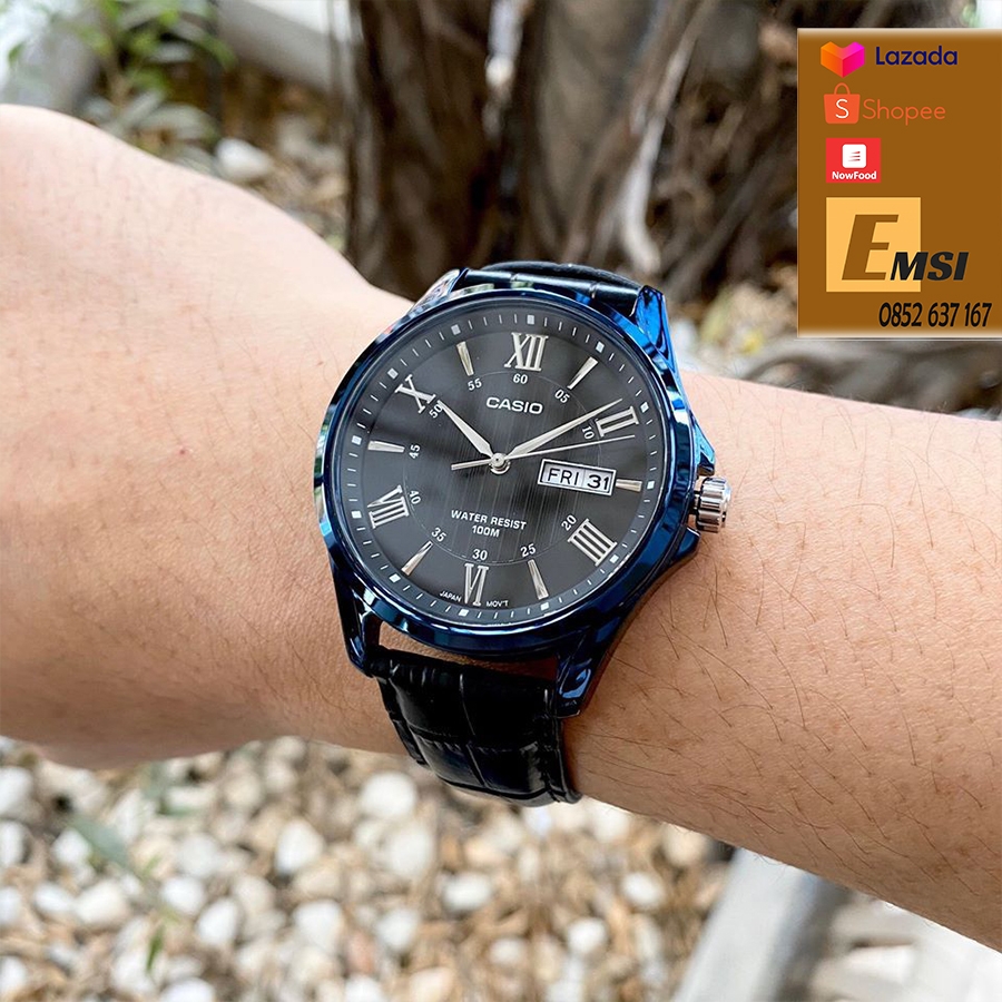 Casio MTP-1384BUL-1A - Đồng Hồ Nam - Kính Khoáng - Dây Da thật - Emsi.vn