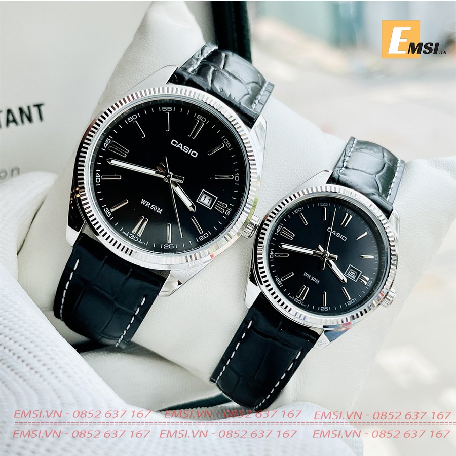 Đồng Hồ Cặp Đôi Casio MTP-1302L-1AVDF Và LTP-1302L-1AVDF Dây Da - Nền Mặt Màu Đen - Chống Nước WR50M - Emsi.vn