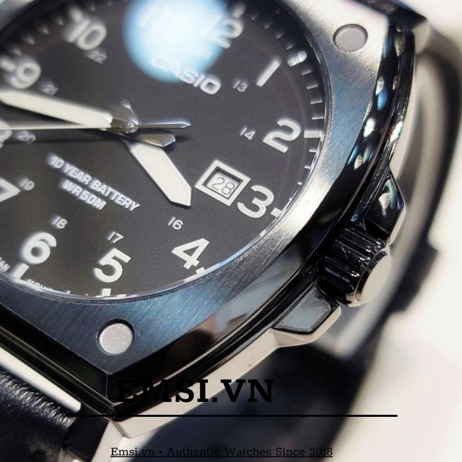 Đồng hồ đeo tay nam mặt số màu đen tương tự tiêu chuẩn- Casio 43.5mm -Casio Enticer Quartz - Casio MTP-E715L-1A