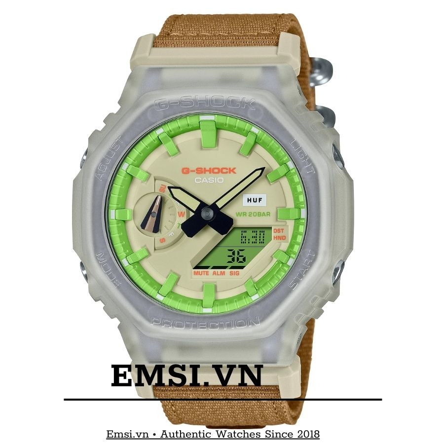 G-Shock GA-2100HUF-5A | G-Shock | HUF | Dây Vải | Kim - Số | Carbon | WR20BAR