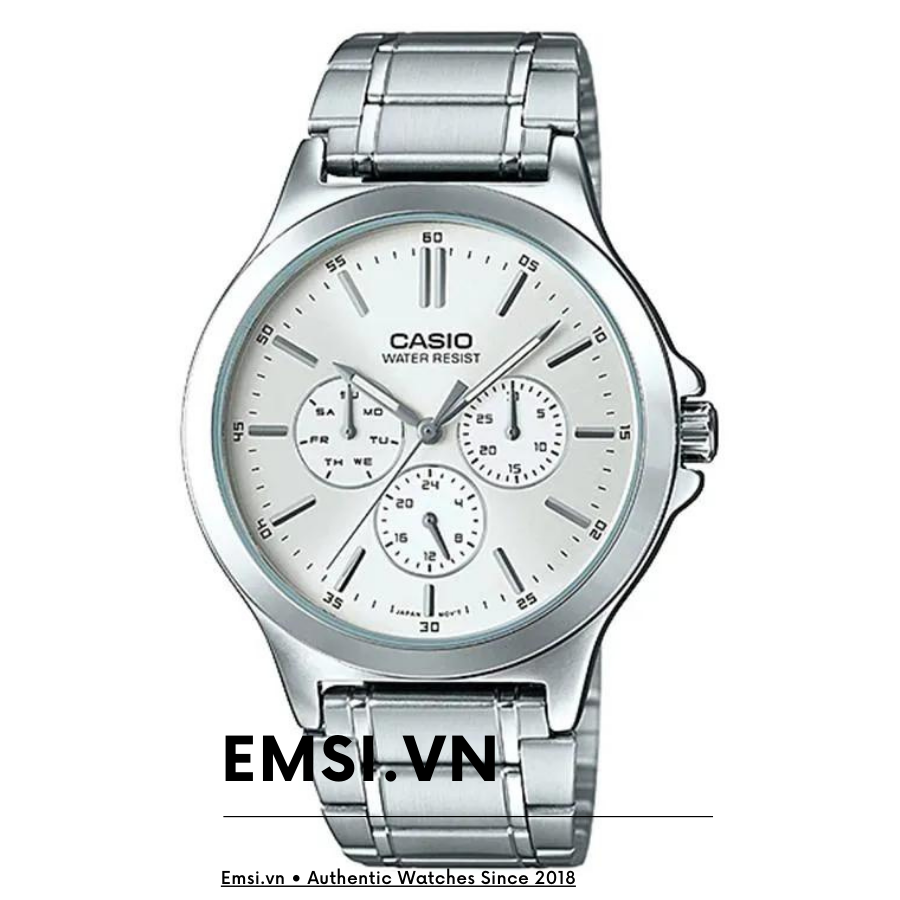 Đồng hồ Casio Nam MTP-V300D-7A | đồng hồ na dây thép mặt trắng | 41MM