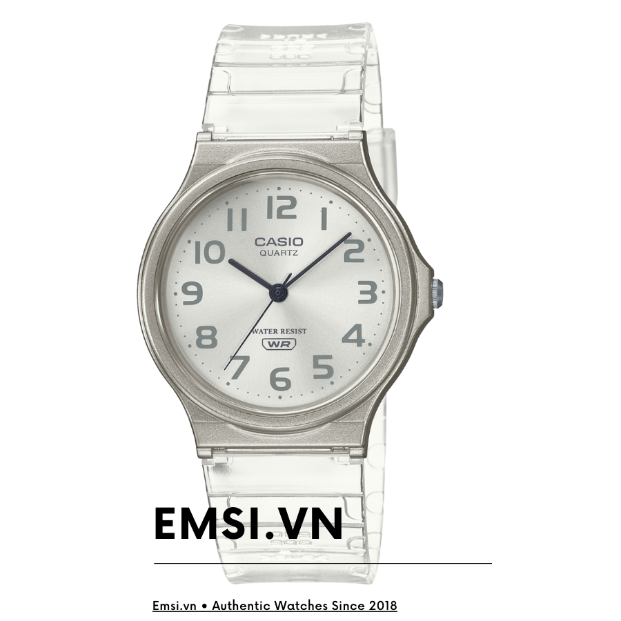 MQ-24S-7B | Đồng Hồ Casio | Dây Nhựa Màu Trắng | 3 Kim | Emsi.vn