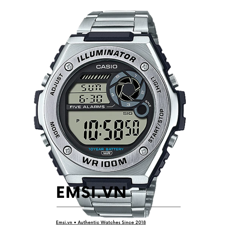Đồng Hồ Nam Casio MWD-100HD-1AV Điện Tử Dây Sắt | Nam | Pin 10 Năm | Chống Nước Wr100M
