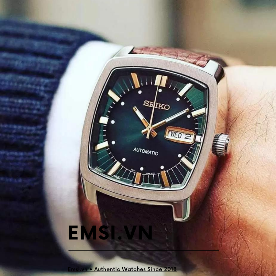 Đồng Hồ Nam Seiko Automatic SNKP27 Dây Da Vuông - Seiko 41mm - Emsi.vn