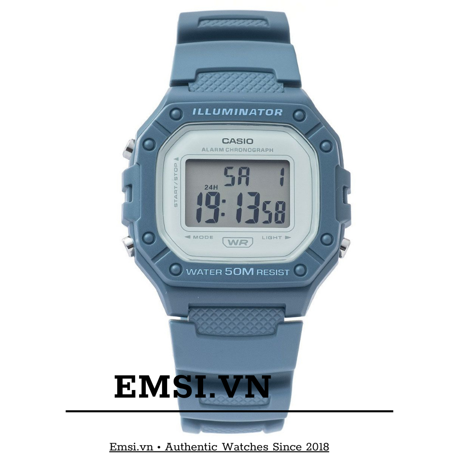 Casio W-218HC-2AVDF - Đồng hồ nam - Kính nhựa - Pin / Quartz - Size mặt 44mm - Bảo Hành 5 Năm - Chính Hãng - Emsi.vn
