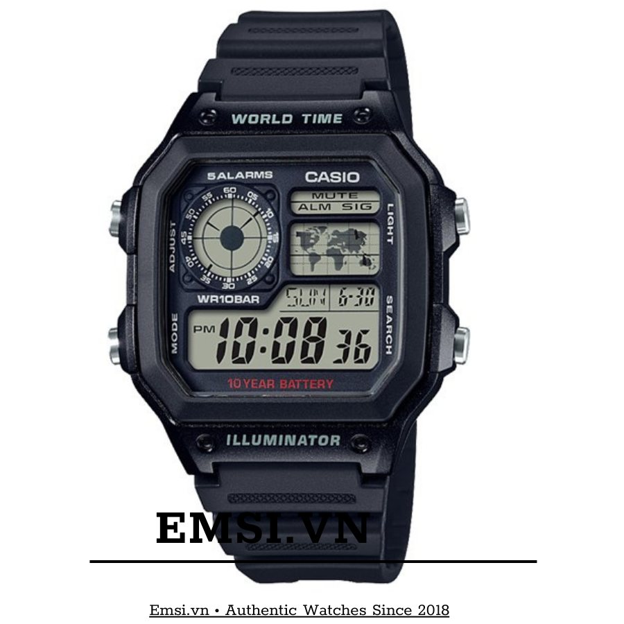 Casio AE-1200WH-1AVDF - Kính nhựa - Đồng hồ nam - Điện tử - Size mặt 42mm - Bảo Hành 5 Năm - Chính Hãng - Emsi.vn