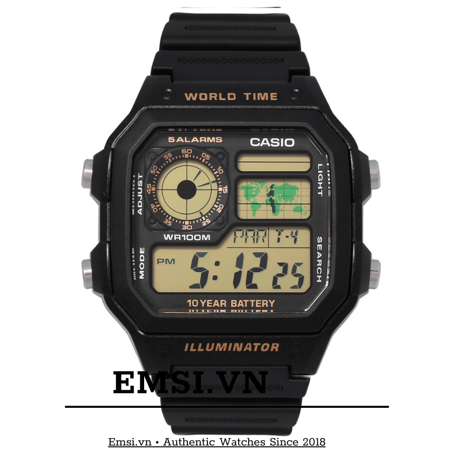 Casio AE-1200WH-1BVDF - Kính nhựa - Đồng hồ nam - Điện tử - Size mặt 42mm - Bảo Hành 5 Năm - Chính Hãng - Emsi.vn