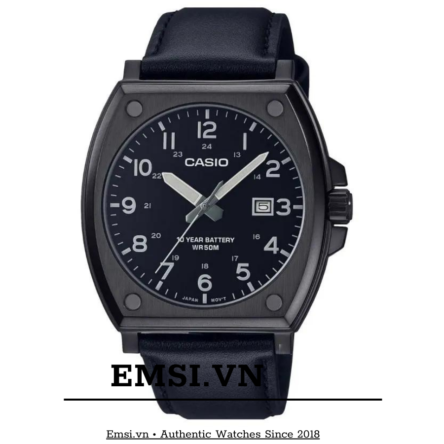Đồng hồ đeo tay nam mặt số màu đen tương tự tiêu chuẩn- Casio 43.5mm -Casio Enticer Quartz - Casio MTP-E715L-1A