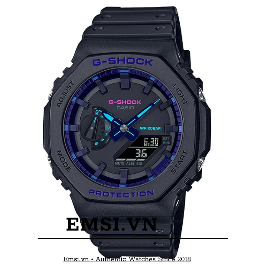 GA-2100VB-1A | Đồng Hồ Casio | G-Shock | Nam | Dây Nhựa | Cấu Trúc Bảo Vệ Lõi Carbon | Chống Nước WR20BAR