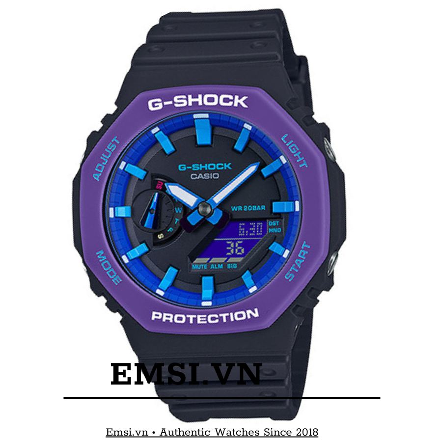 Đồng Hồ Casio G Shock GA-2100THS-1A - Nam - Dây Nhựa Màu Đen - Viền Mặt Màu Tím