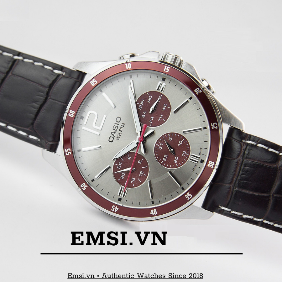 Đồng Hồ Nam Dây Da Casio MTP-1374L-7A1VDF (43mm) - Nâu Đen - Emsi.vn