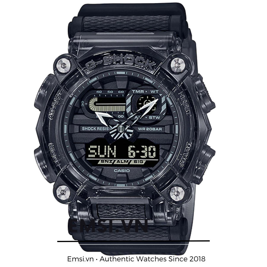GA-900SKE-8A | Đồng Hồ Casio | G-Shock | Nam | Dây Nhựa Trong | Pin 7 Năm | WR20BAR - Emsi.vn