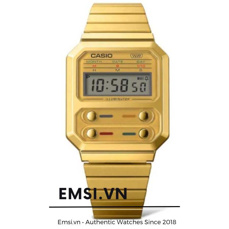 Casio Vintage A100WEG-9ADF - Đồng Hồ Unisex - Pin/Quartz - Kính Nhựa - Size Mặt 32.5mm EMSI.VN