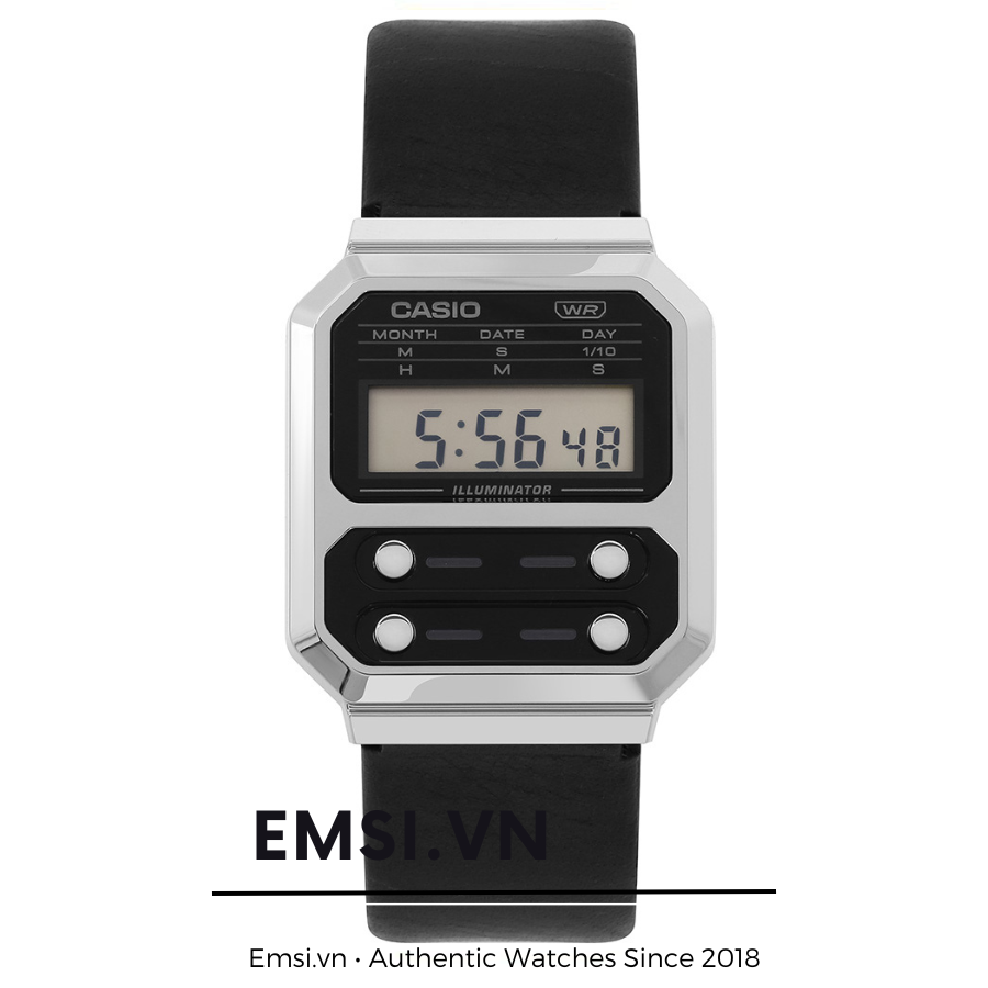 A100WEL-1A | Đồng Hồ Casio | Vintage | Dây Da | Mặt Chữ Nhật Cổ Điển | Chống Nước -  32.5mm