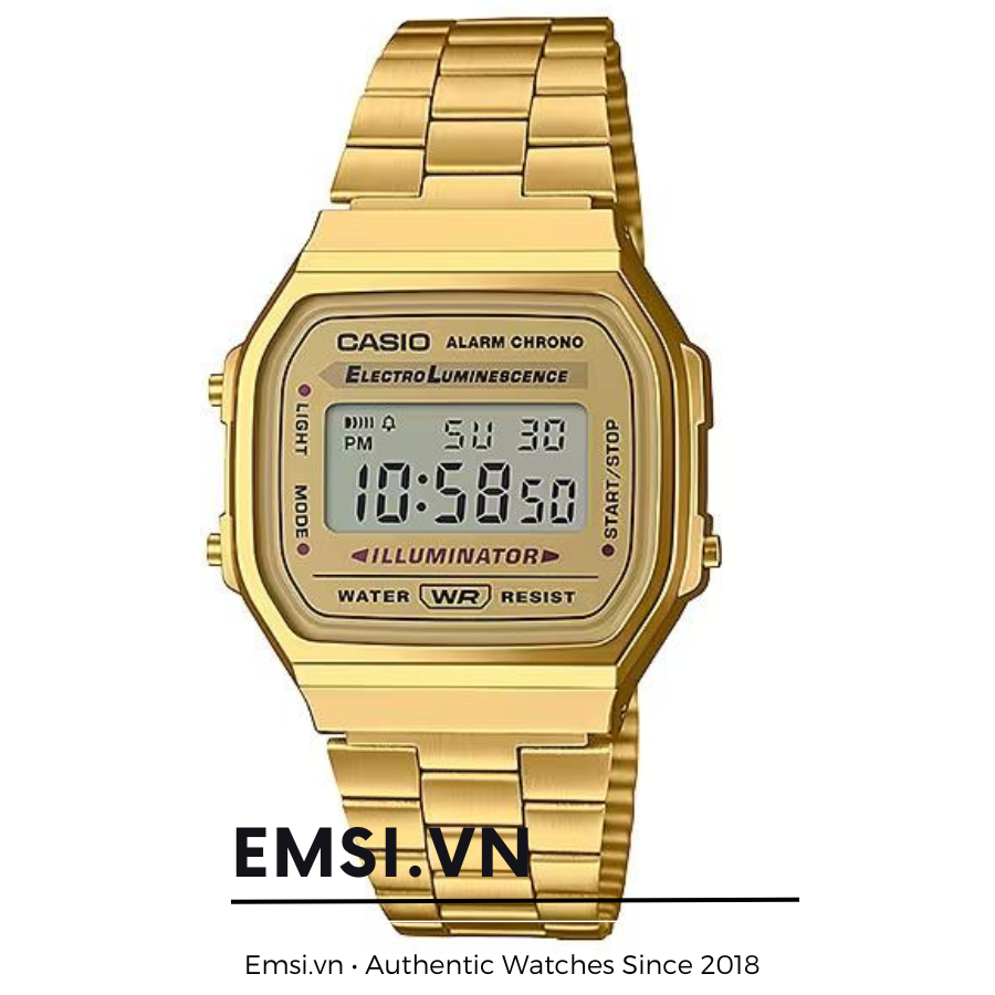 Đồng hồ Casio Nam A168WG-9WDF - 36mm Unisex - Kính Nhựa - Emsi.vn