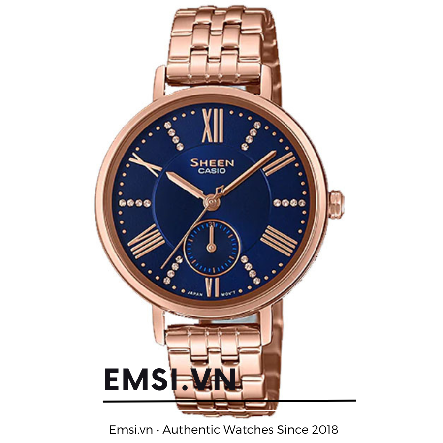Casio Sheen SHE-3066PG-2AVDF - Đồng Hồ Nữ - Pin / Quartz - Kính Khoáng - Size Mặt 34mm - Bảo Hành 5 Năm - Chính Hãng