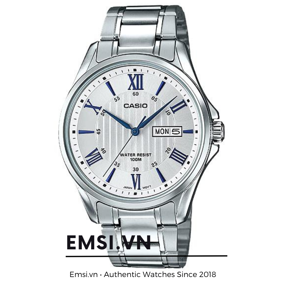 Đồng hồ Nam Casio MTP-1384D-7A2 - Dây Kim Loại – Quartz – 10ATM - Emsi.vn chính hãng