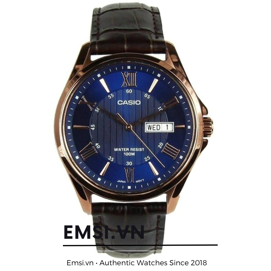 Đồng Hồ Nam Dây Da Casio Mtp 1384L 2A - Chính hãng Emsi.vn - Size 41mm