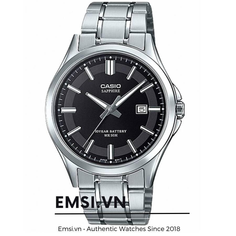 Đồng Hồ Casio Nam MTS-100D-1AVDF Dây Kim Loại - Kính Saphia - Tuổi Thọ Pin 10 Năm - Emsi.vn
