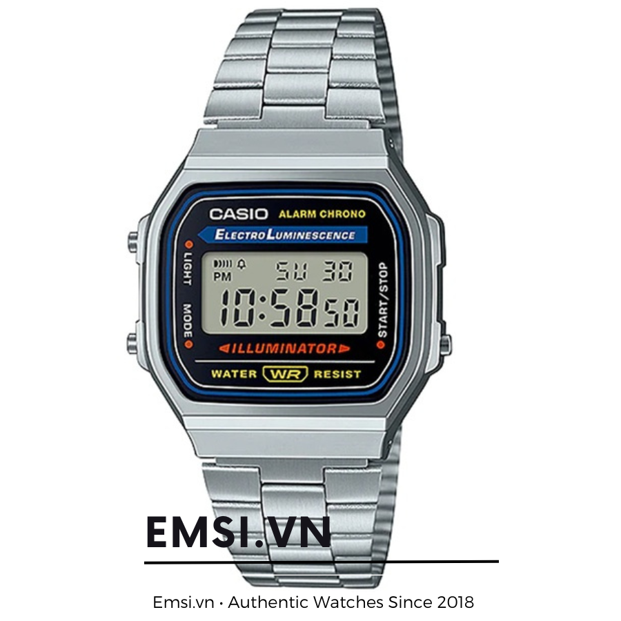Casio A168WA-1DF - Đồng Hồ Nam - Điện Tử - Kính Nhựa - Size Mặt 36mm - Bảo Hành 5 Năm - Chính Hãng
